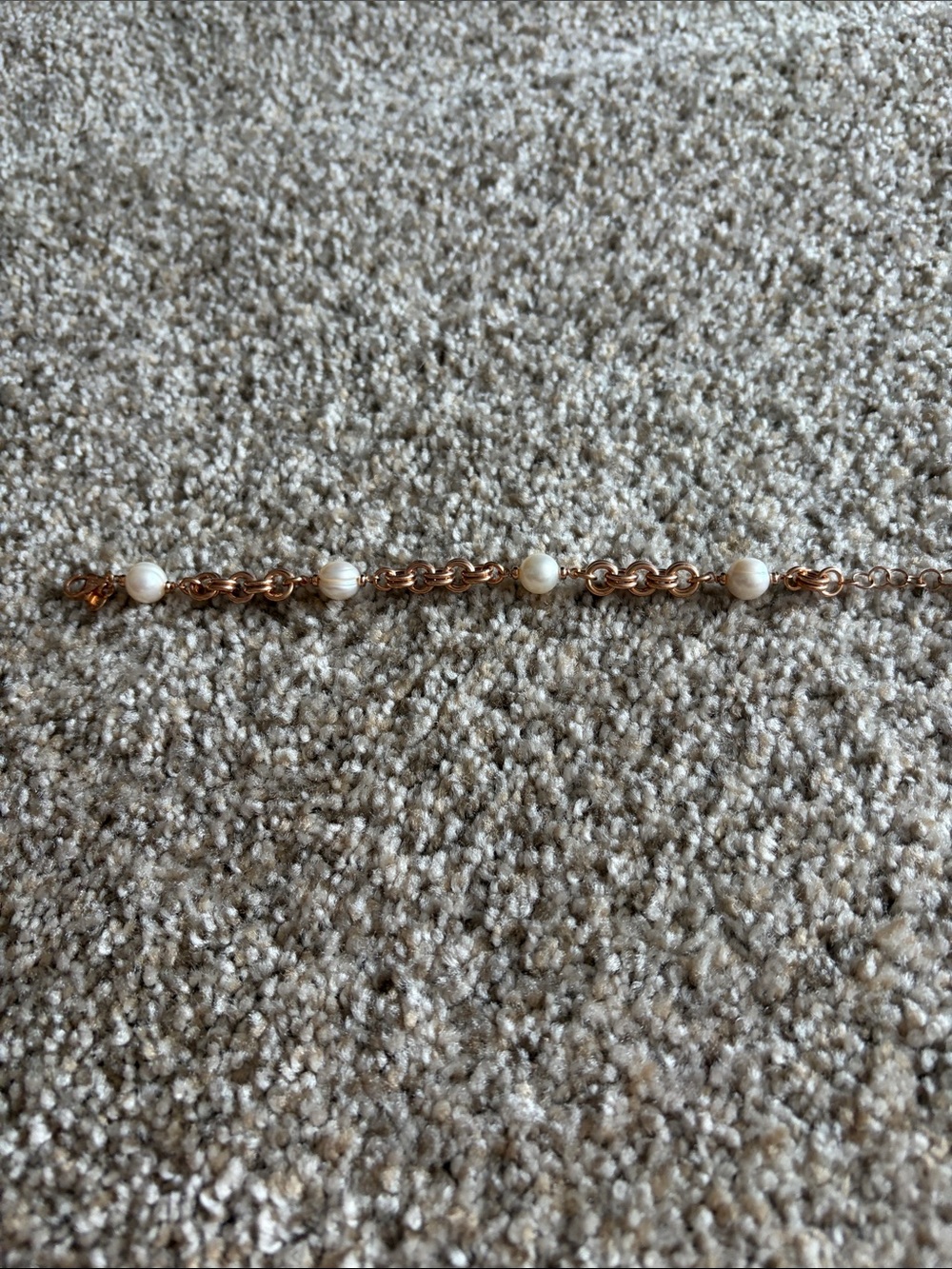 & Other Stories Rose Gold Bracelet with Cream Beads